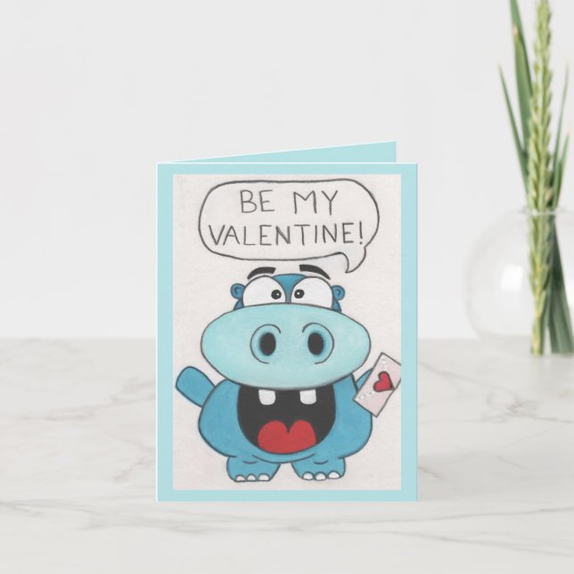 Hippo-Valentinstag Feiertagskarte (Vorderseite)