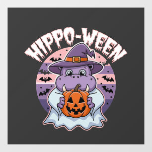 Hippo-ween Spooky Halloween Moo Deng Hippo Ghost Fensteraufkleber
