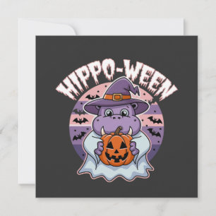 Hippo-ween Spooky Halloween Moo Deng Hippo Ghost Karte