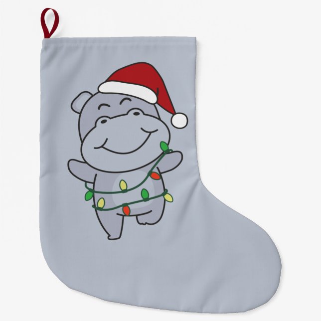 Hippo Weihnachts-Wintertiere Hippos Große Christus Großer Weihnachtsstrumpf (Vorderseite)