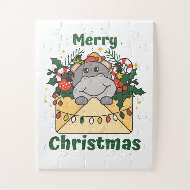 Hippo Weihnachtsbrief Wintertiere Hippos (Vertikal)