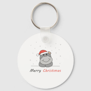 Hippo Weihnachtsschnee Wintertiere Hippos Schlüsselanhänger