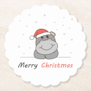Hippo Weihnachtsschnee Wintertiere Hippos Untersetzer