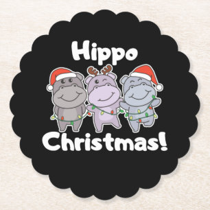 Hippo Weihnachtstiere Niedlich Hippos Merry Untersetzer