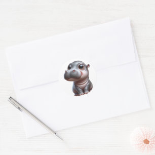 Hippo Whimsy Adorable Cartoon Hippo Charakterposte Runder Aufkleber