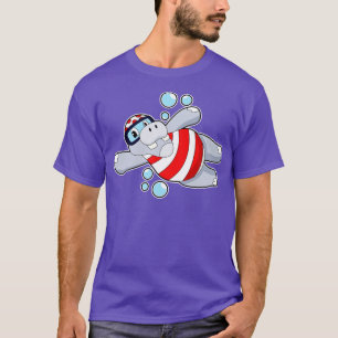 Hippo wie Diver mit Schwimmbrille T-Shirt