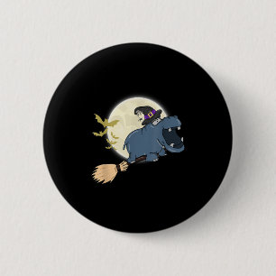 Hippo Witch Hat Riding Broom Stick Zoo Tierische L Button