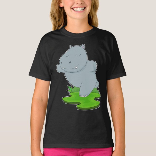 Hippo Yoga Fitness T-Shirt (Vorderseite)