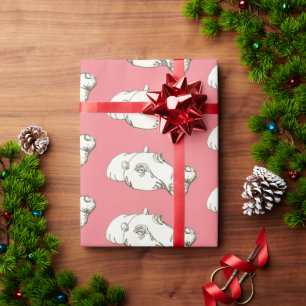 Hippo zeichnend auf rosa geschenkpapier