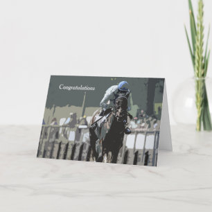 Hippocampe Avec Jockey En Carte De Voeux Bleue