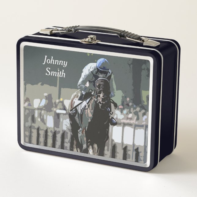 Hippocampe Avec Jockey En Métal Bleu Lunchbox (Devant)