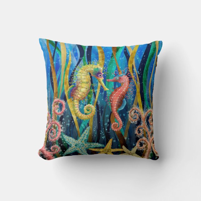 Hippocampe mignon avec le coussin d'étoiles de mer (Recto)
