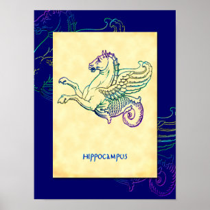 Hippocampus Griechisches Meerpferd Vintag Art Post Poster