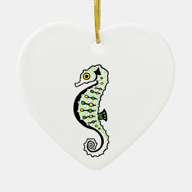Hippocampus - Niedliches SEEPFERD - wild lebende O Keramik Ornament (Vorne)