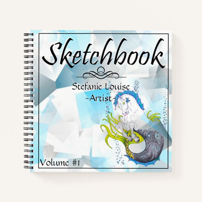 Hippocampus-Notebook (eisblau abstrakt) Notizbuch (Vorderseite)