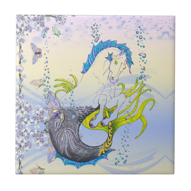 Hippocampus (Schädel) w/blau/lila/beige Fliese (Vorderseite)