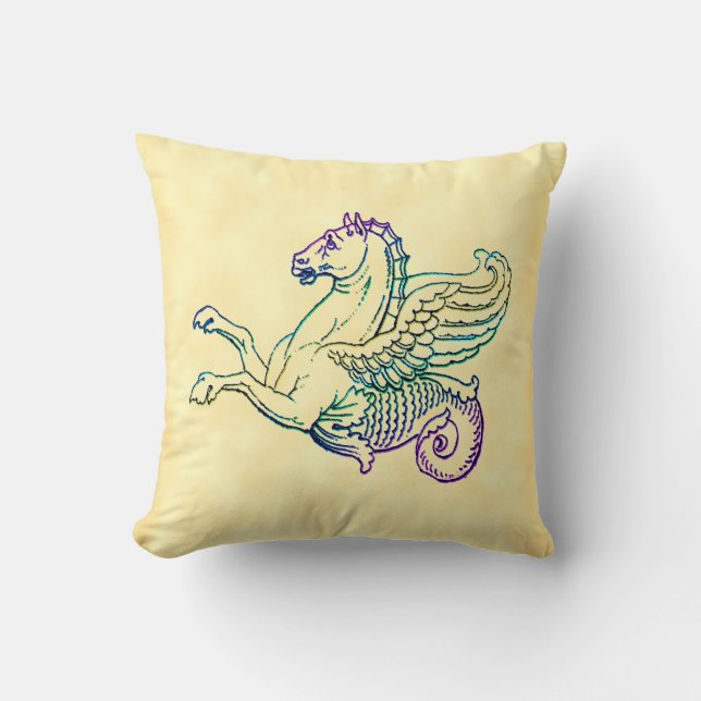 Hippocampus Vintag Art Pillow Kissen (Vorderseite)