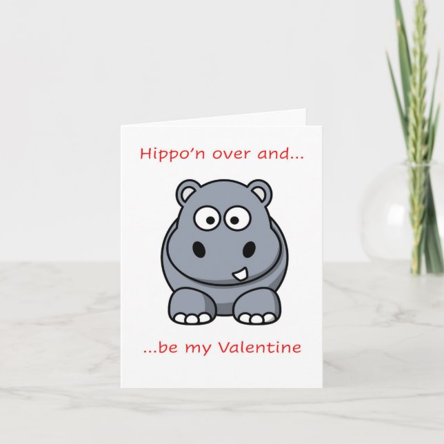 Hippo'n over, Happy Valentine's Day Karte (Vorderseite)