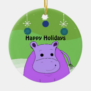 Hippopotame de dessin animé avec décorations de No