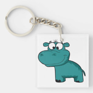 Hippopotame heureux bleu