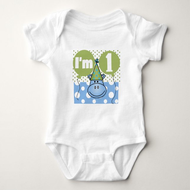 Hippopotamus 1. Geburtstag - Hemden und Geschenke Baby Strampler (Vorderseite)