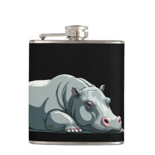 Hippopotamus Adorable Süße Tier Schlafruhe Flachmann