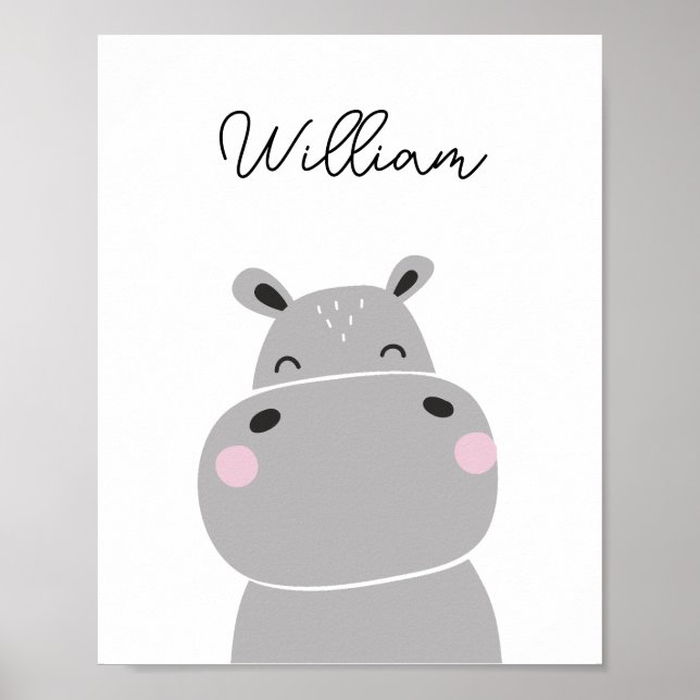 Hippopotamus Animal Nursery Wall Art Poster (Vorne)