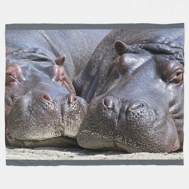 Hippopotamus auf großer Fleece-Decke Fleecedecke (Vorderseite (Horizontal))