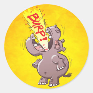 Hippopotamus, der laut Burping ist Runder Aufkleber
