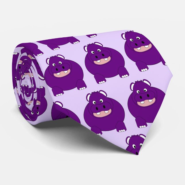 Hippopotamus-Design Krawatte (Gerollt)