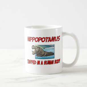 Hippopotamus eingeschlossen in einem menschlichen kaffeetasse