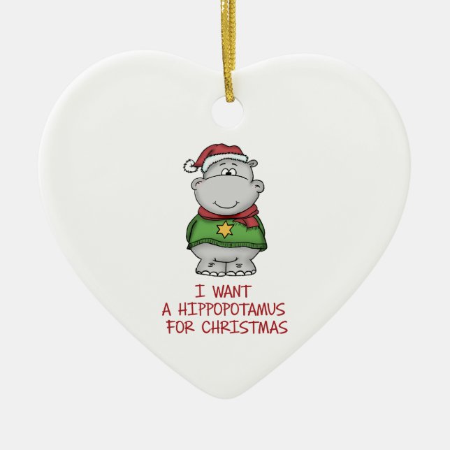 Hippopotamus für Weihnachten - niedlicher Keramikornament (Vorne)