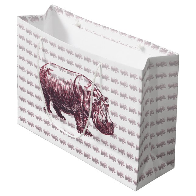 Hippopotamus Große Geschenktüte (Vorderseite Schrägansicht)