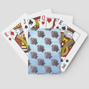 Hippopotamus Heads and Schwanzes Patterns Spielkarten