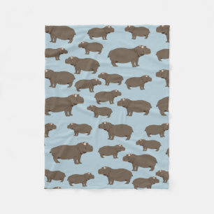 Hippopotamus Hippo Pattern Fleecedecke