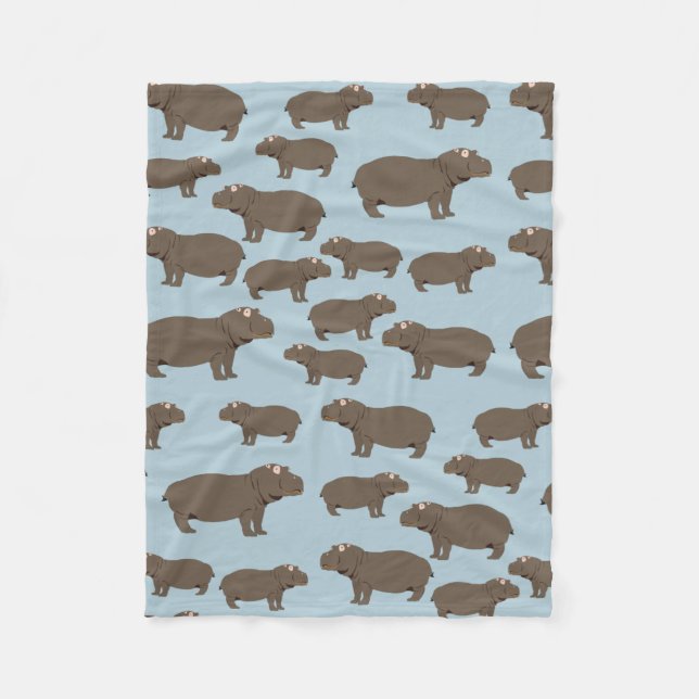 Hippopotamus Hippo Pattern Fleecedecke (Vorderseite)