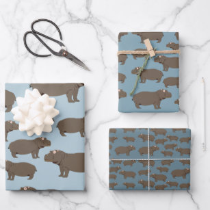 Hippopotamus Hippo Pattern Geschenkpapier Set