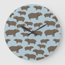 Hippopotamus Hippo Pattern Große Wanduhr