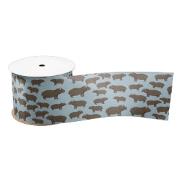 Hippopotamus Hippo Pattern Satinband
