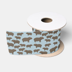 Hippopotamus Hippo Pattern Satinband