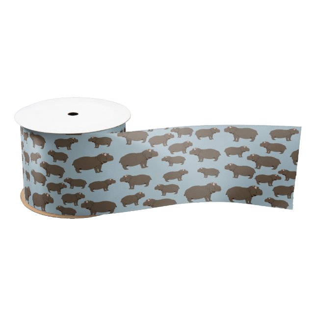 Hippopotamus Hippo Pattern Satinband (Spule)