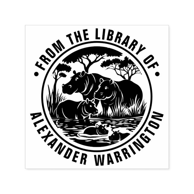 Hippopotamus Hippos nach dem Buchnamen der Wasserb Permastempel (Design)