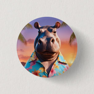Hippopotamus Holiday Button