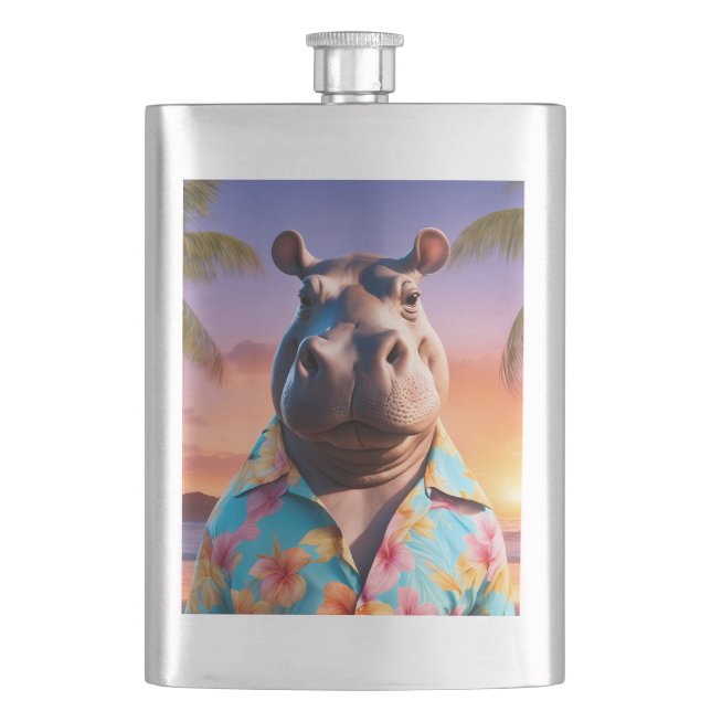 Hippopotamus Holiday Flachmann (Vorderseite)
