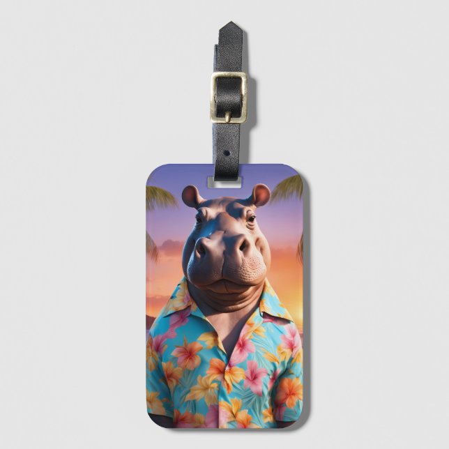 Hippopotamus Holiday Gepäckanhänger (Vorderseite Vertikal)