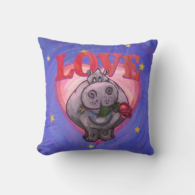 Hippopotamus in der Liebe Valentine Kissen (Vorderseite)