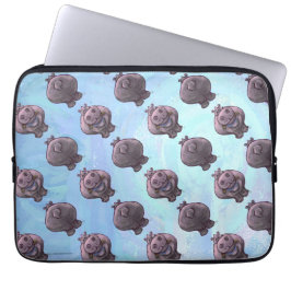 Hippopotamus-Kopf-und Schwanz-Muster Laptopschutzhülle