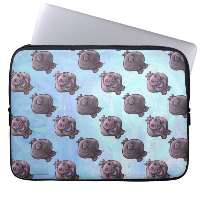 Hippopotamus-Kopf-und Schwanz-Muster Laptopschutzhülle (Vorderseite)