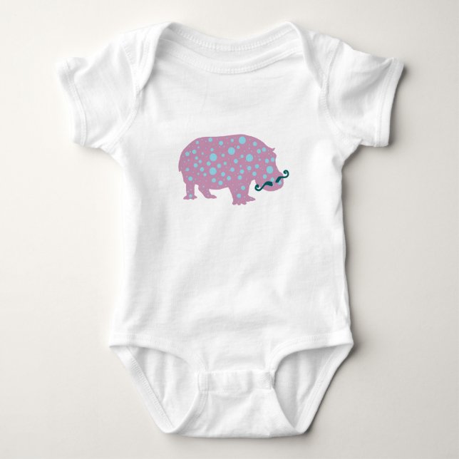Hippopotamus mustache Baby Jersey Bodysuit White Baby Strampler (Vorderseite)