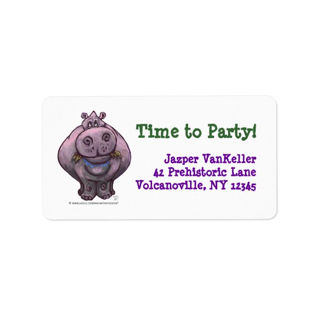 Hippopotamus Party Center Adressaufkleber (Vorne)
